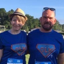 Photo de Isabelle et Gaetan pendant la Course des Héros.