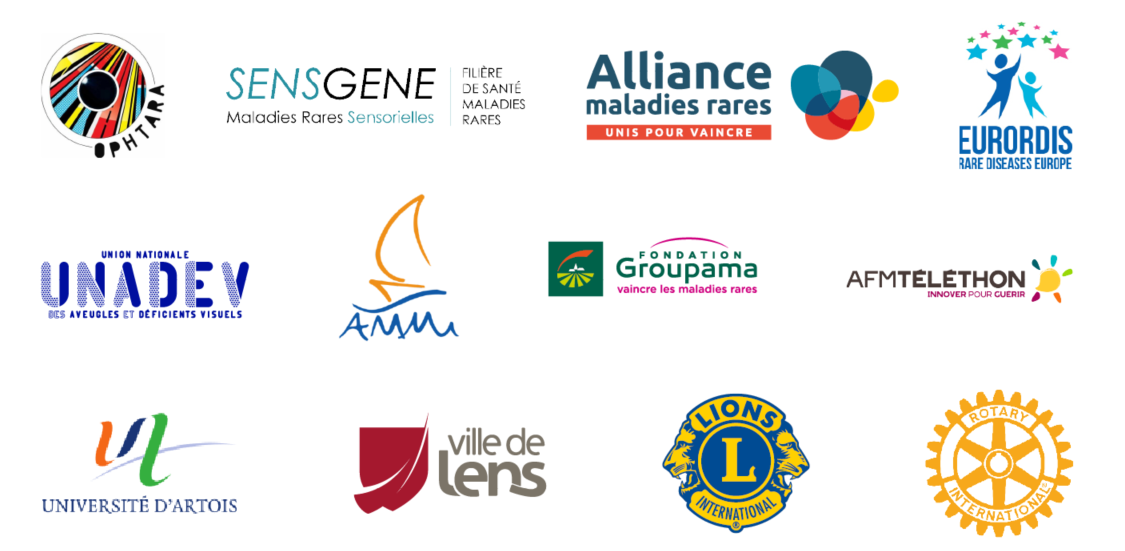 Centre Ophtara, Filière Sensgene, Alliance Maladies Rares, Eurordis, Unadev, Ammi, Fondation Groupama, AFM Téléthon, Université d'Artois, Ville de Lens, Lions Club, Rotary Club
